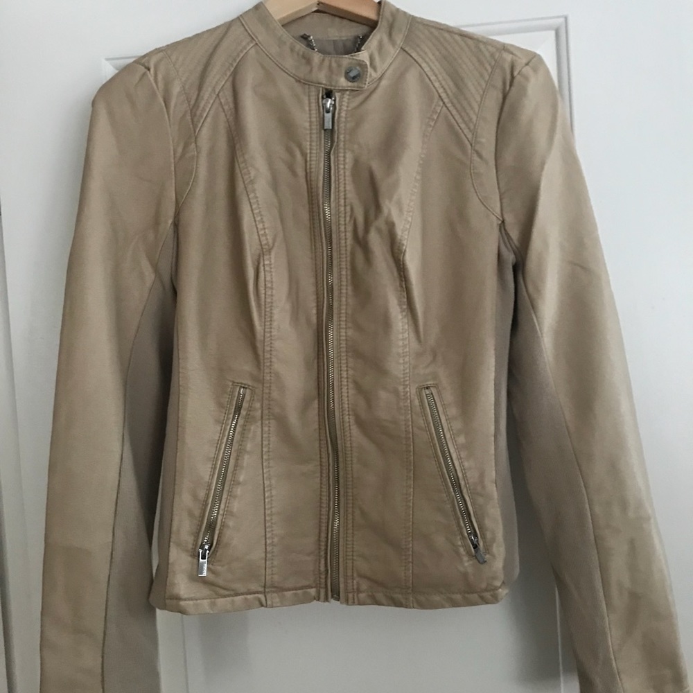 Express faux minus the leather beige Moto jacket